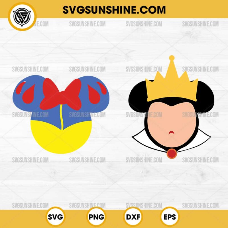 Mouse Head Snow White And Evil Queen SVG Bundle