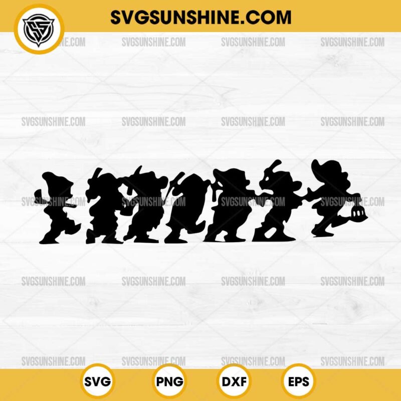 Seven Dwarfs Silhouette SVG, Seven Dwarfs SVG