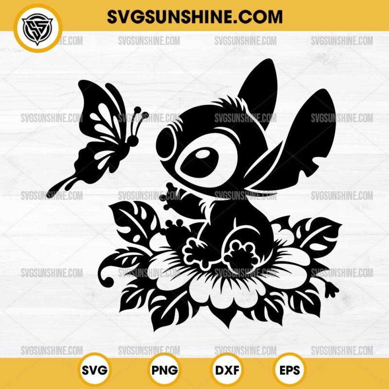 Stitch Butterfly Floral SVG, Disney Stitch Mandala SVG