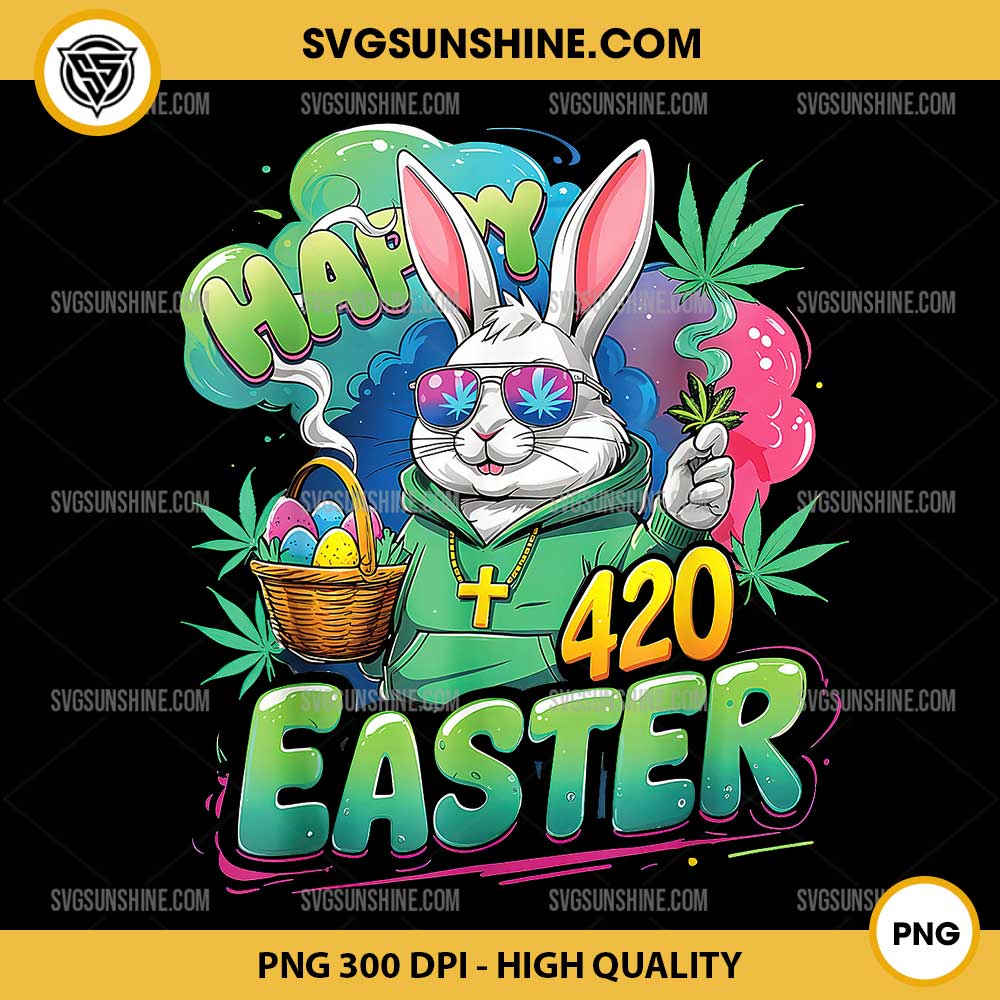 Happy 420 Easter Bunny with Basket and Cannabis PNG, Happy 420 Easter Bunny PNG Happy 420 Easter Bunny with Basket and Cannabis PNG, Happy 420 Easter Bunny PNG