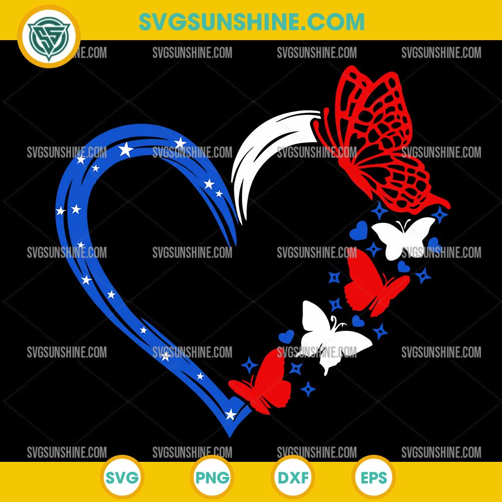 4th Of July Butterfly Red White Blue SVG, Heart with Butterflies SVG, Patriotic USA July 4th SVG 4th Of July Butterfly Red White Blue SVG, Heart with Butterflies SVG, Patriotic USA July 4th SVG