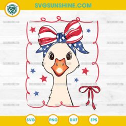 4th Of July Goose SVG, Silly Goose Patriotic Bows SVG, Coquette Bow American Flag Silly Goose SVG