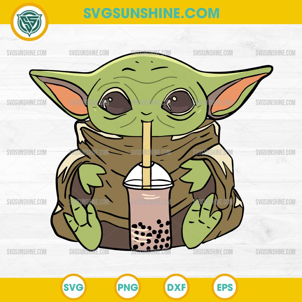 Baby Yoda Drinking Boba Tea SVG, Baby Yoda Star Wars SVG Baby Yoda Drinking Boba Tea SVG, Baby Yoda Star Wars SVG