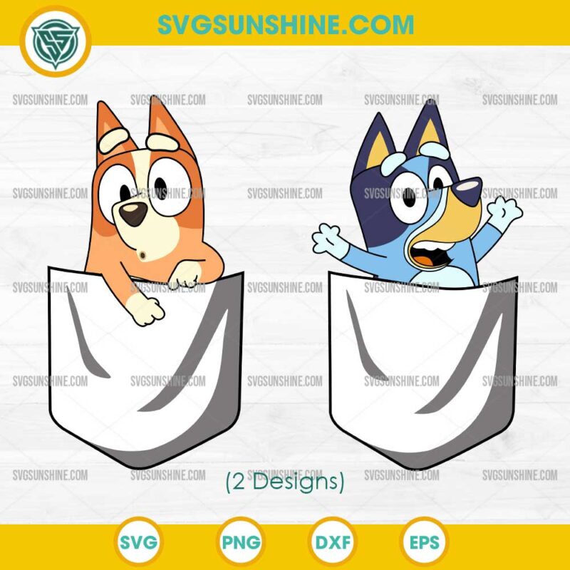 Bluey And Bingo Pocket SVG Bundle, Bluey And Bingo SVG