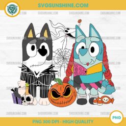 Bluey Jack Skellington And Sally SVG, Bluey Halloween SVG