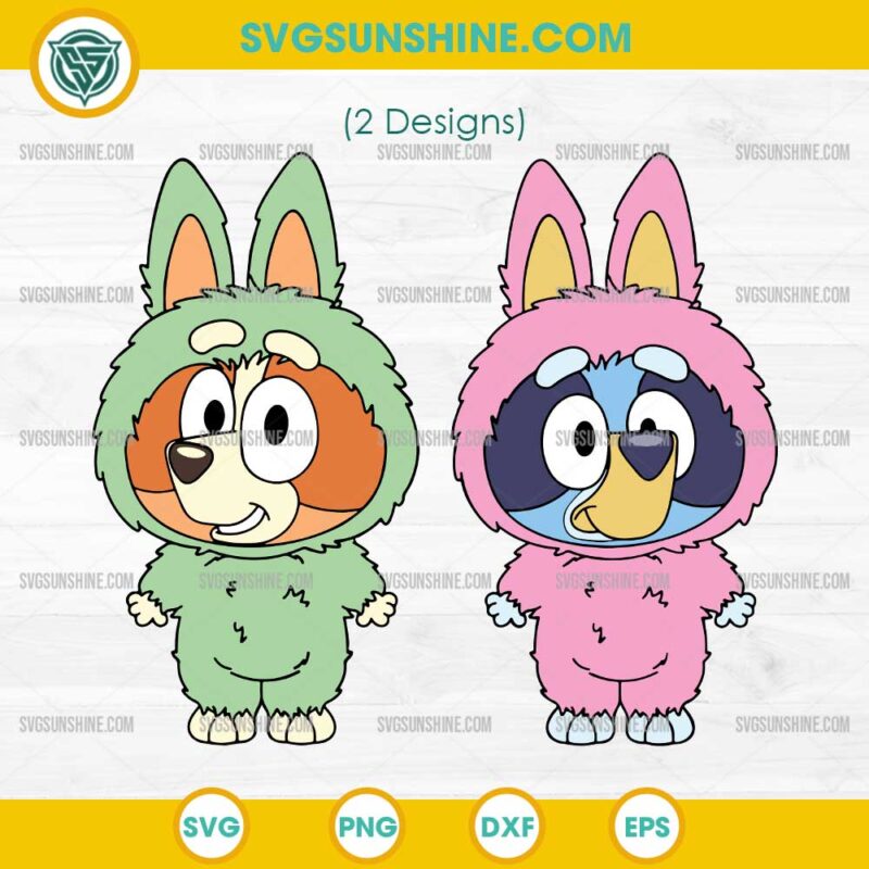 Bluey Labubu SVG, Bluey Bingo Labubu SVG, Bluey And Bingo SVG PNG