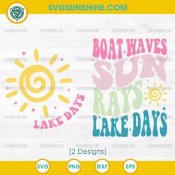 Boat Waves Sun Rays Lake Days SVG, Summer SVG