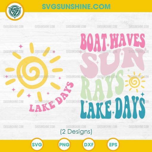 Boat Waves Sun Rays Lake Days SVG, Summer SVG