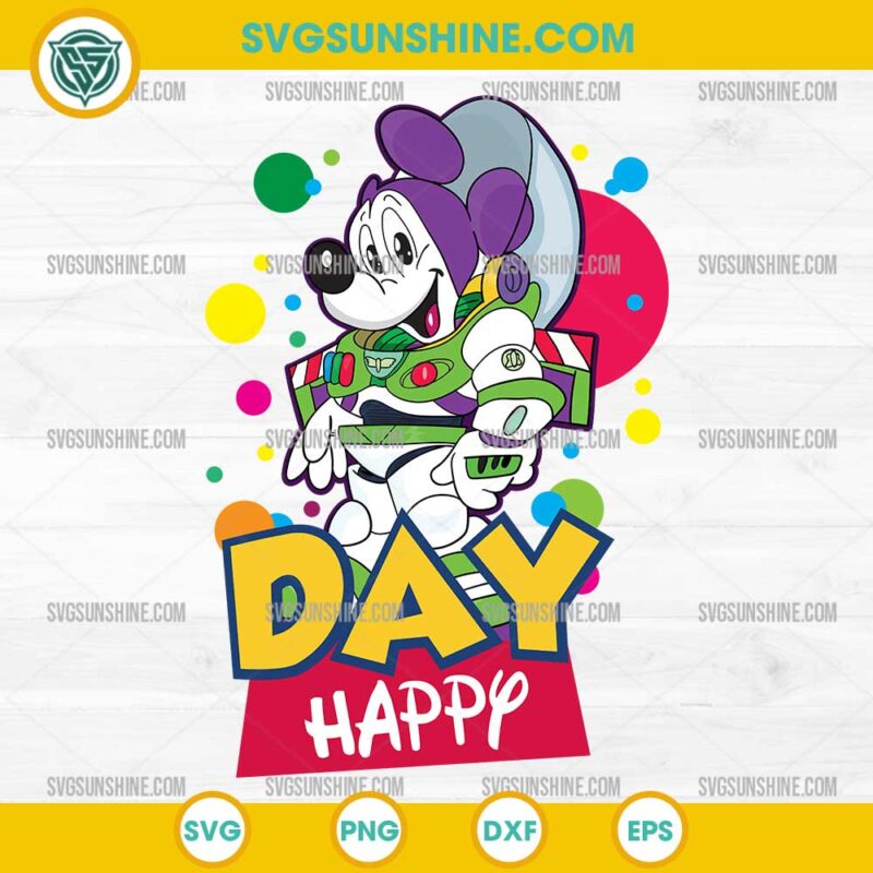 Buzz Lightyear Mickey Mouse Happy Day SVG, Disney Toy Story Mickey Mouse SVG