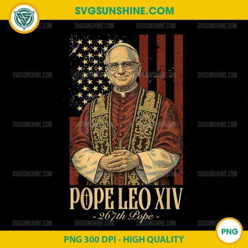 Cardinal Robert Prevost Pope Leo XIV PNG, Pope Leo XIV American Flag PNG