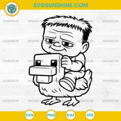 Chicken Jockey SVG, Minecraft SVG, Baby Zombie Riding Chicken SVG