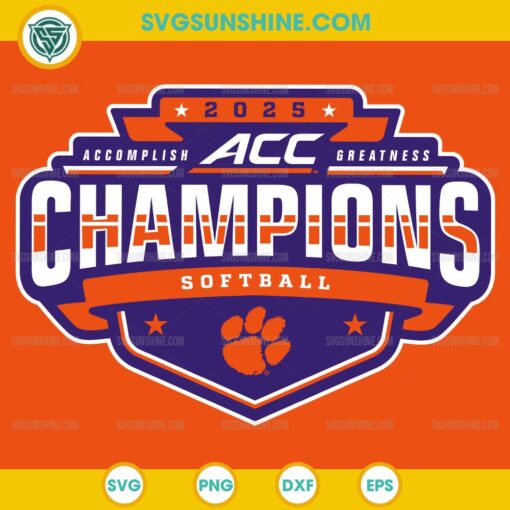 Clemson Tigers 2025 ACC Softball Champions SVG, Clemson Tigers softball SVG PNG