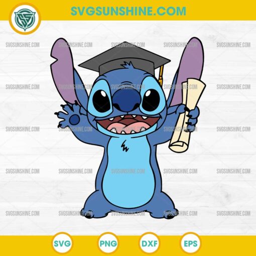Disney Stitch Graduation Hat SVG, Graduation Stitch Senior SVG
