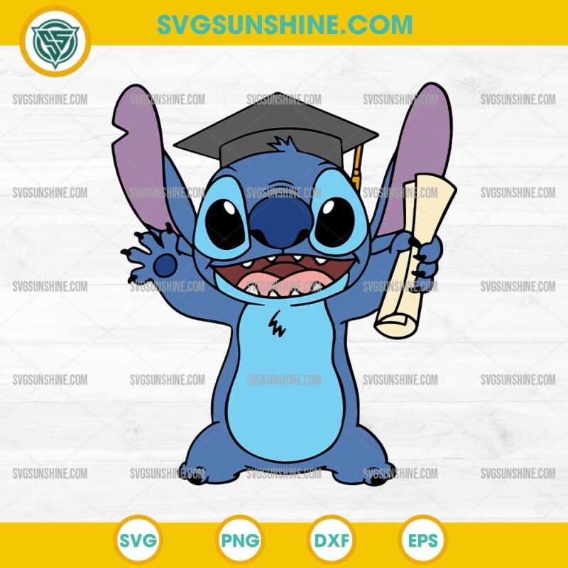 Disney Stitch Graduation Hat SVG, Graduation Stitch Senior SVG