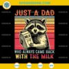Father's Day Just A Dad Who Always Came Back With The Milk SVG, Racoon Dad Gift SVG
