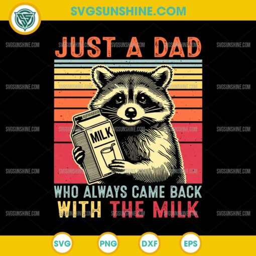 Father's Day Just A Dad Who Always Came Back With The Milk SVG, Racoon Dad Gift SVG