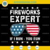 Fireworks Expert If I Run You Run American Flag Sunglasses SVG, 4th of July SVG, Independence Day SVG