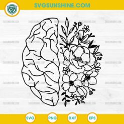 Floral Brain SVG, Mental Health SVG, Nurse SVG, Awareness SVG