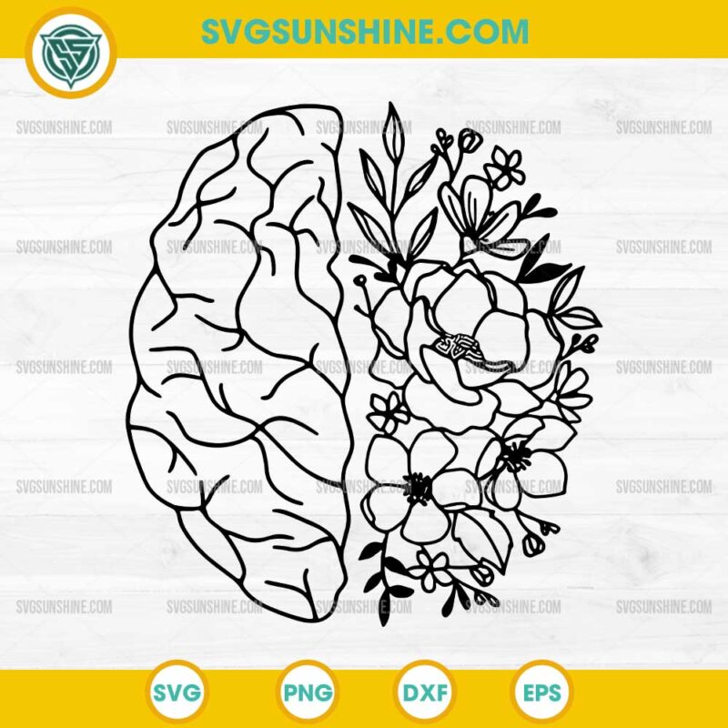 Floral Brain SVG, Mental Health SVG, Nurse SVG, Awareness SVG