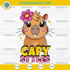 Flower Capybara Capy Styles SVG, Cute Capybara SVG