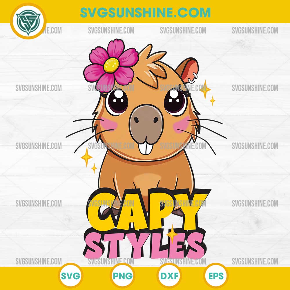 Flower Capybara Capy Styles SVG, Cute Capybara SVG Flower Capybara Capy Styles SVG, Cute Capybara SVG