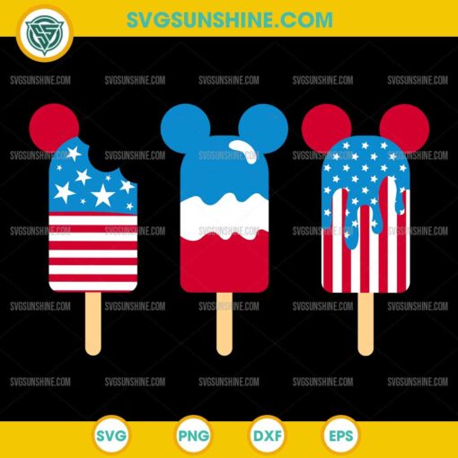 Mouse Ice Cream Happy 4th of July Svg, USA Mickey Ice Cream Svg, Fourth of July Svg