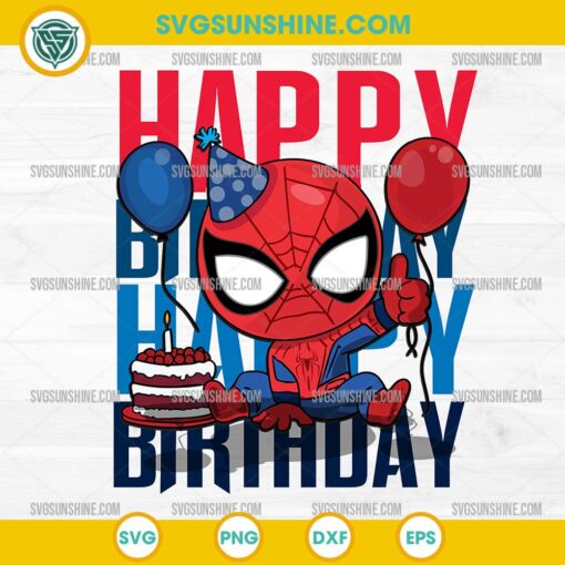 Happy Birthday Spiderman SVG, Spiderman Chibi SVG