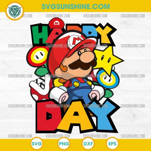 Happy Day Super Mario SVG, Mario Birthday Boy SVG