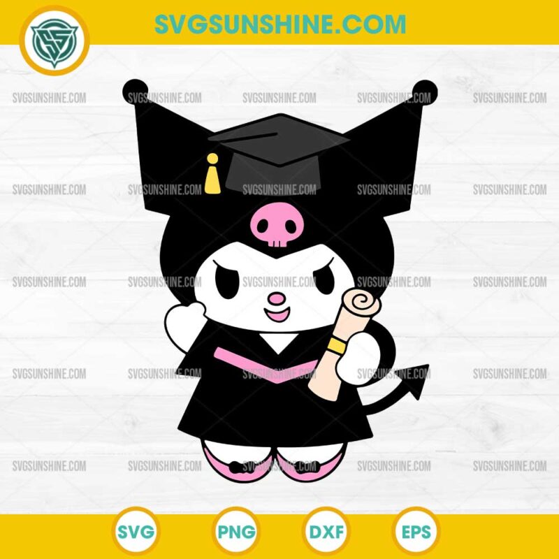 Kuromi Graduation SVG, Hello Kitty Kuromi Graduate SVG, Sanrio Characters Graduation SVG