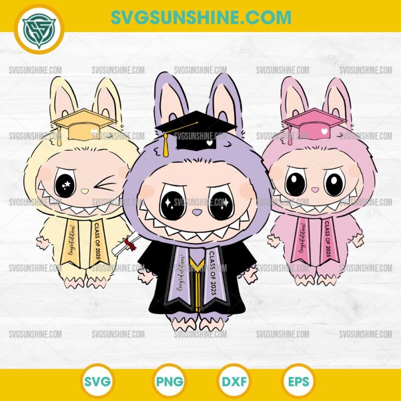 Labubu Class Of 2025 SVG, Labubu Graduation SVG, Labubu Graduation Cap SVG