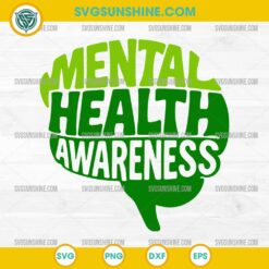 Mental Health Awareness SVG, Green Brain SVG