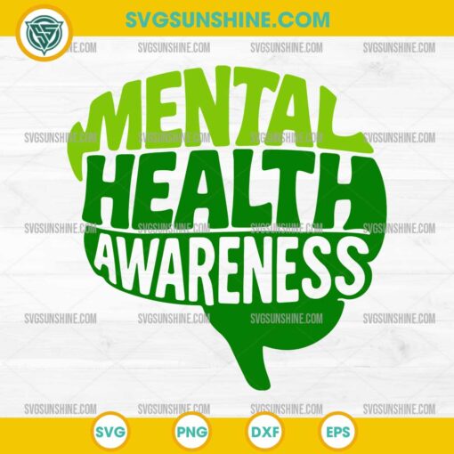 Mental Health Awareness SVG, Green Brain SVG