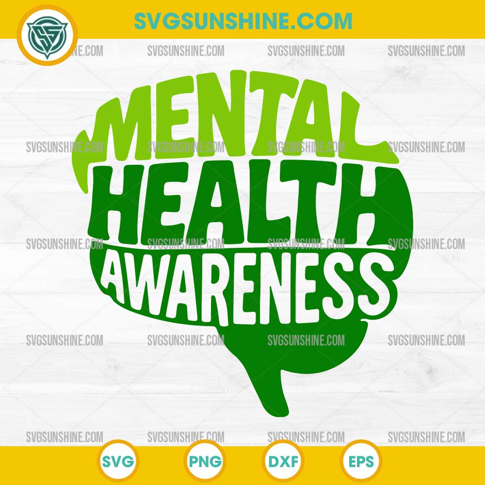 Mental Health Awareness SVG, Green Brain SVG Mental Health Awareness SVG, Green Brain SVG