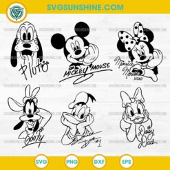 Mickey and Friends SVG Bundle, Mickey Mouse And Friends Signature SVG, Disney Characters Signatures SVG