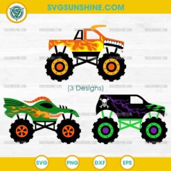 Monster Truck SVG Bundle, Skull Monster Truck SVG, Monster Truck with Flames SVG PNG File