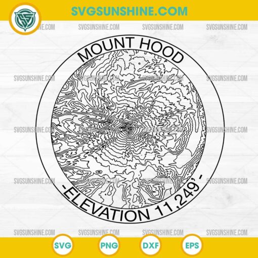 Mount Hood Topographic Map SVG, Mount Hood Elevation SVG