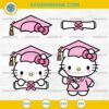 Pink Hello Kitty Graduation SVG Bundle, Kawaii Kitty Graduate SVG, Girl Graduation Cap SVG