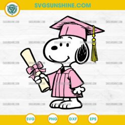 Pink Snoopy Graduation Hat SVG, Graduation Snoopy Senior SVG
