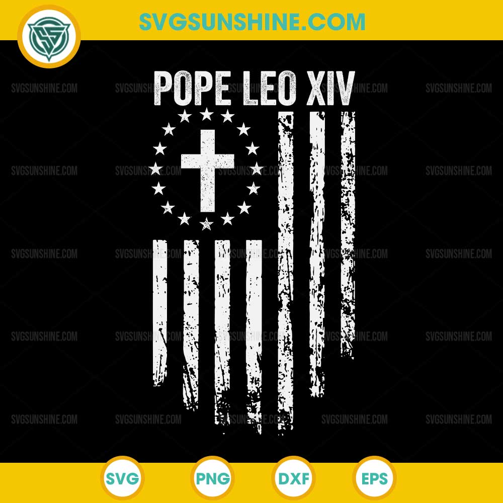 Pope Leo XIV American Flag SVG, Christian faith Pope SVG Pope Leo XIV American Flag SVG, Christian faith Pope SVG