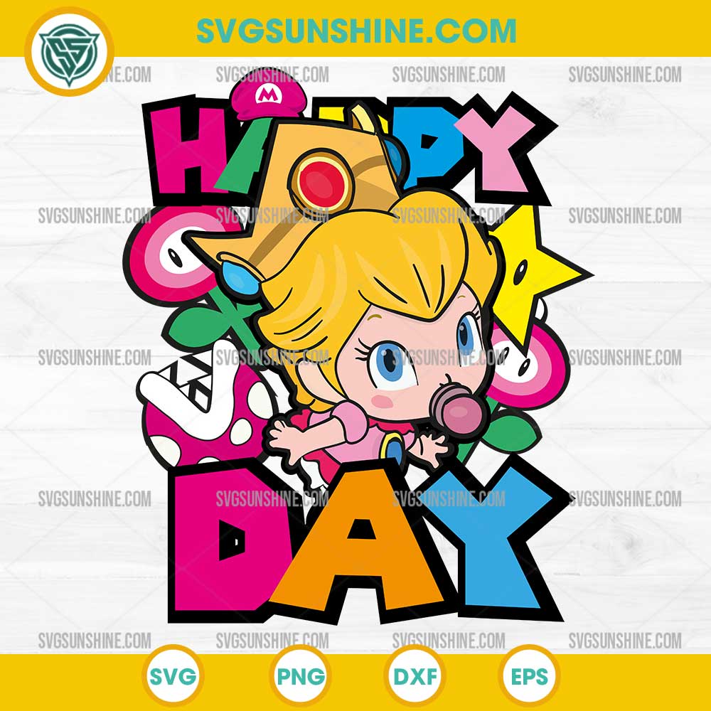 Princess Peach Happy Birthday SVG, Baby Princess Peach Super Mario SVG Princess Peach Happy Birthday SVG, Baby Princess Peach Super Mario SVG