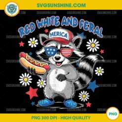 Raccoon Red White And Feral PNG, 4th Of July Raccoon America PNG