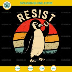 Retro Resist Penguin SVG PNG File