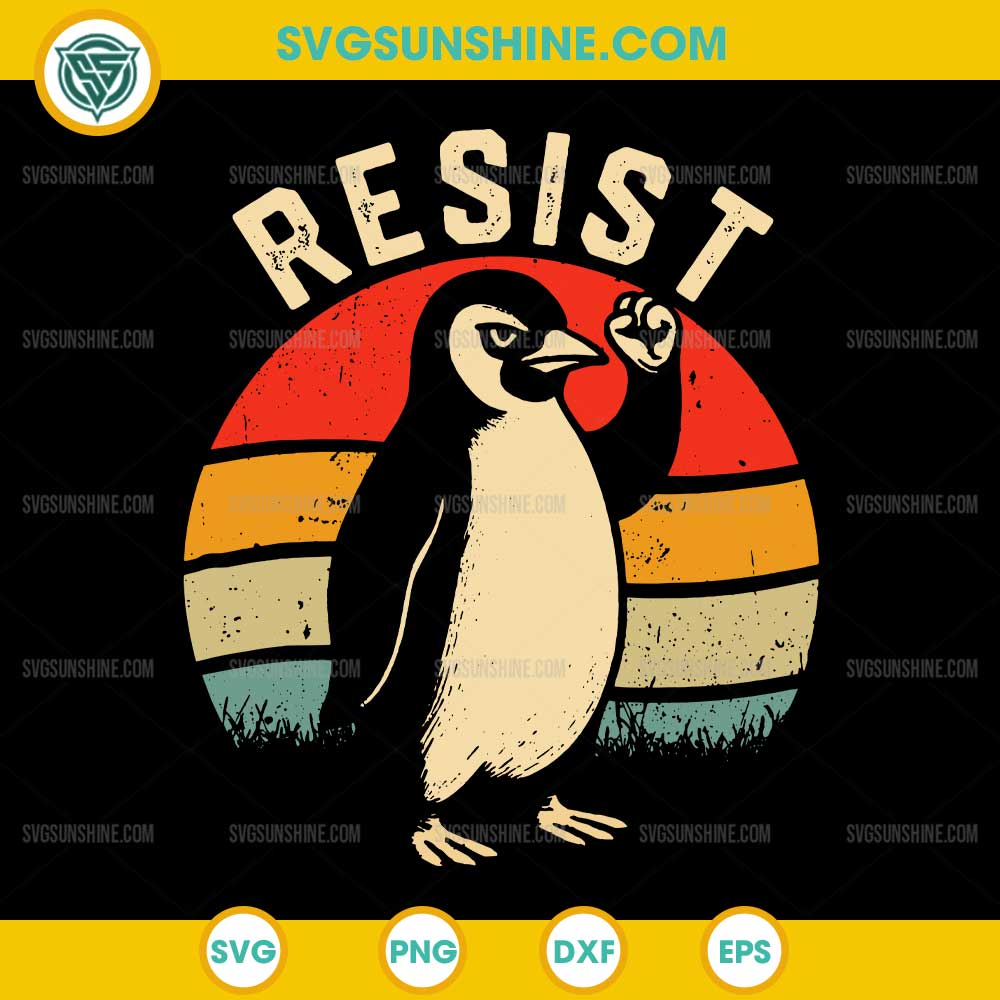 Retro Resist Penguin SVG PNG File Retro Resist Penguin SVG PNG File
