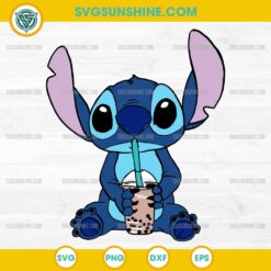Stitch Drinking Boba Tea SVG, Disney Stitch SVG