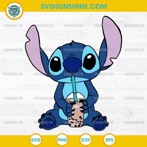 Stitch Drinking Boba Tea SVG, Disney Stitch SVG