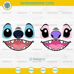 Stitch and Angel SVG Bundle, Stitch Face SVG, Angel Face SVG