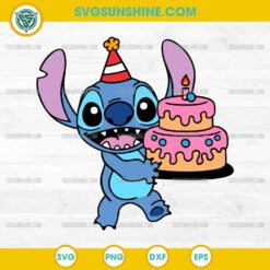 Stitch Birthday Cake SVG PNG Silhouette Vector Clipart