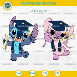 Stitch and Angel Graduation SVG Bundle, Stitch Graduation Cap SVG, Stitch Angel Graduate SVG
