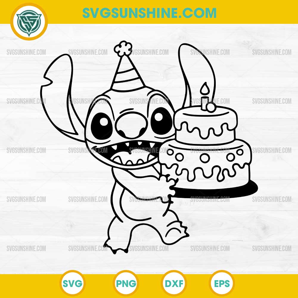 Stitch Birthday Cake SVG, Birthday SVG, Stitch SVG Stitch Birthday Cake SVG, Birthday SVG, Stitch SVG