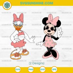 Minnie Mouse And Daisy Duck Summer SVG, Disney Characters Summer Beach SVG, Minnie Mouse SVG